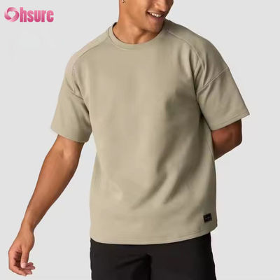 맞춤형 회색 100% 면화 티셔츠 중량 과대 크기의 티셔츠 달리기 운동 운동 체육관 티셔츠 남성