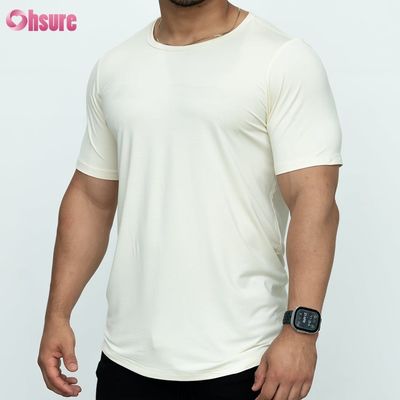 구부러진 햄 티셔츠 비어있는 95% 대나무 5% 스판덱스 맞춤 인쇄 남성 티셔츠