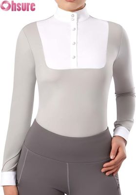 여성용 승마 긴팔 쇼 셔츠 패치워크 디자인 | 승마 의류 OEM