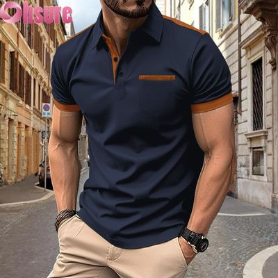 OEM 사용자 지정 로고 인쇄 남자용 폴로 셔츠 여름 사무실 체육관 업무 의류 캐주얼 빈 인쇄 XS-2XL 솔리드 패턴 짜고