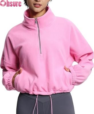 여성용 소프트 플리스 풀오버 재킷, 편안함을 위한 캐주얼 긴 소매 지퍼 스웨트셔츠, 신축성 있는 밑단