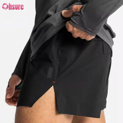 커스텀 지퍼 주머니 유연한 허리 스포츠 액티브 웨어 남성 재커드 프린트 운동 달리기 체육관 쇼트