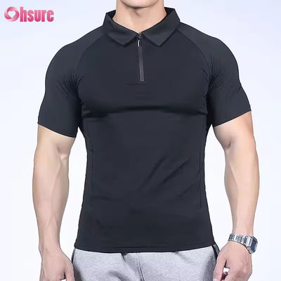 고품질 빠른 건조 얼음 실크 직물 스포츠 톱 호흡 여름 체육관 드라이 근육 체격 티셔츠 남성 폴로 티셔츠