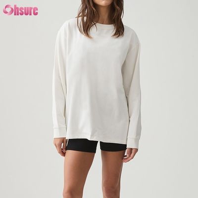 여성 장갑 티셔츠 맞춤형 더블 사이드 O 목 빈 평평한 절단 상단 가로 아래 운동 스판덱스