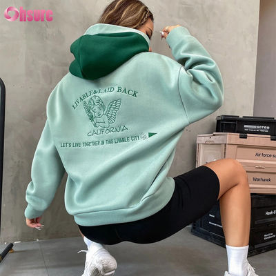 고품질 프랑스 테리 하우디 여성 스트리트 웨어 고품질 필수품 드롭 어깨 embroidered 하우디