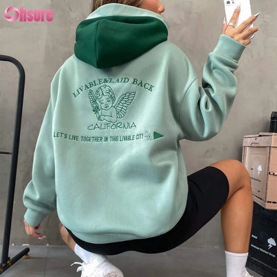 고품질 프랑스 테리 하우디 여성 스트리트 웨어 고품질 필수품 드롭 어깨 embroidered 하우디