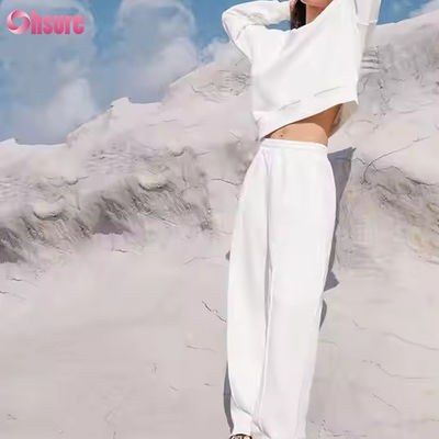 새로운 캐주얼 스포츠 체육관 조거 조깅 솔리드 컬러 가을 겨울 스웨터셔츠와 팬트 두 조각 팬트 세트 운동복 여성