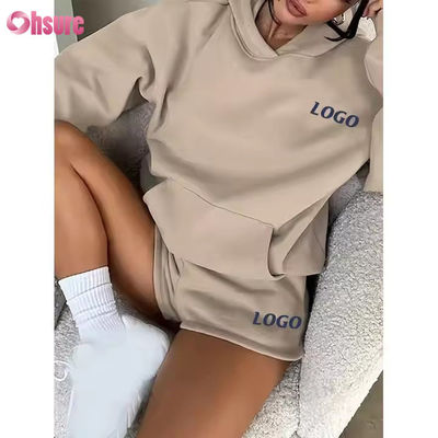 F240140 맞춤형 쇼트 세트 두 조각 세트 여성 장갑 일반 후디 스웨트 및 체육관 쇼트 세트 봄 의류 여성