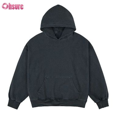 남성용 핫 세일 100% 면 산성 워싱 오버사이즈 맞춤형 개인 로고 박스 핏 후디
