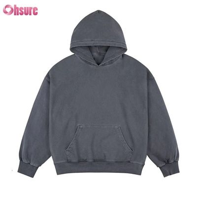 남성용 핫 세일 100% 면 산성 워싱 오버사이즈 맞춤형 개인 로고 박스 핏 후디