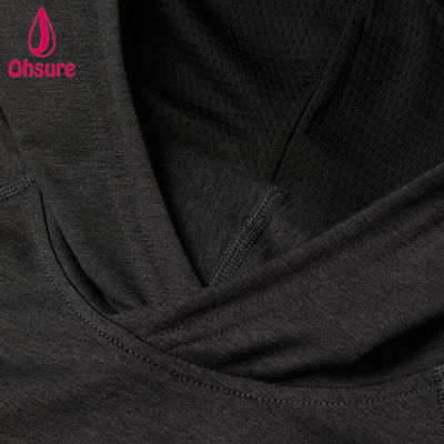 뜨거운 판매 남성 요가 후디 빠른 건조 Mesh-Lined Wrapover 후드 체육관 훈련에 적합한 일반 맞춤 로고 솔리드 패턴 가을