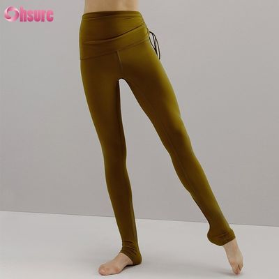 재활용 나일론 스판덱스 혼합 체육관 바지 조정 가능한 드래그 스트링 운동 레깅스 여성용 전체 1 조각 높은 요가 착용 전체 길이