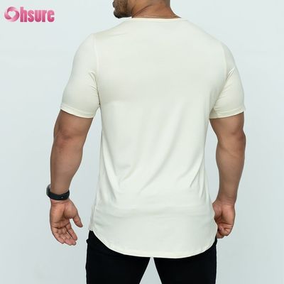 구부러진 햄 티셔츠 비어있는 95% 대나무 5% 스판덱스 맞춤 인쇄 남성 티셔츠