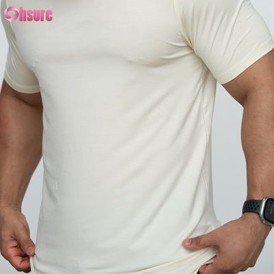 구부러진 햄 티셔츠 비어있는 95% 대나무 5% 스판덱스 맞춤 인쇄 남성 티셔츠