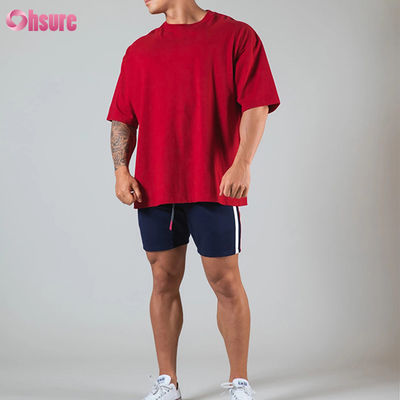 남자 체육관 보디빌딩 피트니스 느슨한 캐주얼 남자 대형 티셔츠 기본 스타일