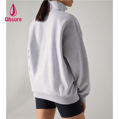 Ohsure 하프 집 풀오버 1/4 집 스웨트셔츠 블랭크 오버사이즈 긴 소매 스웨트셔츠 여성 후디 맞춤형 면 핫 세일 플리스