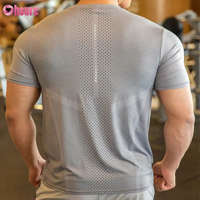 남성용 운동 상의 액티브웨어 셔츠 폴리에스터 스판덱스 남성용 러닝 의류 체육관 경량 스포츠 탄성 티셔츠