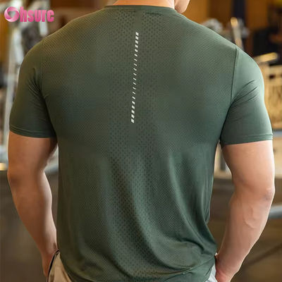남성용 운동 상의 액티브웨어 셔츠 폴리에스터 스판덱스 남성용 러닝 의류 체육관 경량 스포츠 탄성 티셔츠