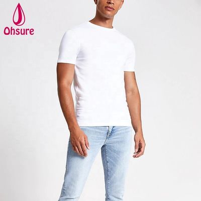 사용자 지정 로고 근육 슬림 피트 체육관 티셔츠 95% 대나무 5% 스판덱스 보디빌딩 피트니스 티 남자 스포츠 흰색 티셔츠